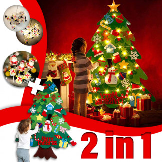 Χριστουγεννιάτικο δέντρο από τσόχα  + γιορτινά φώτα ΔΩΡΕΑΝ